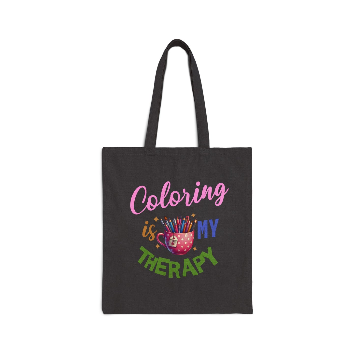 “Coloring Is My Therapy” Cotton Canvas Tote Bag