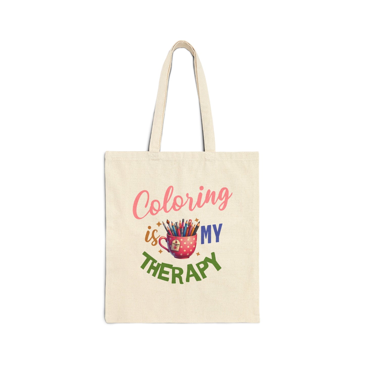 “Coloring Is My Therapy” Cotton Canvas Tote Bag