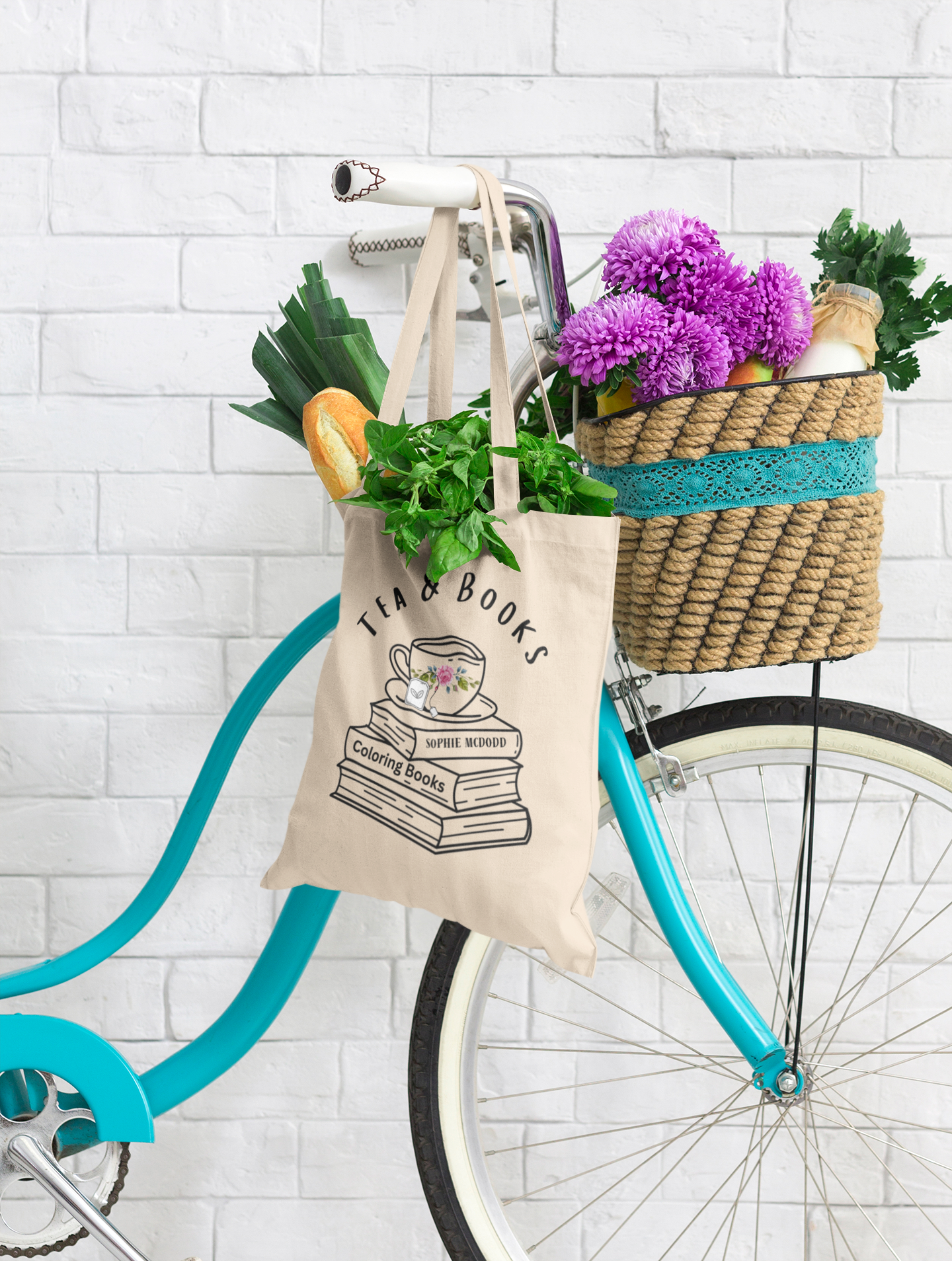 “Tea & Books” Canvas Tote Bag