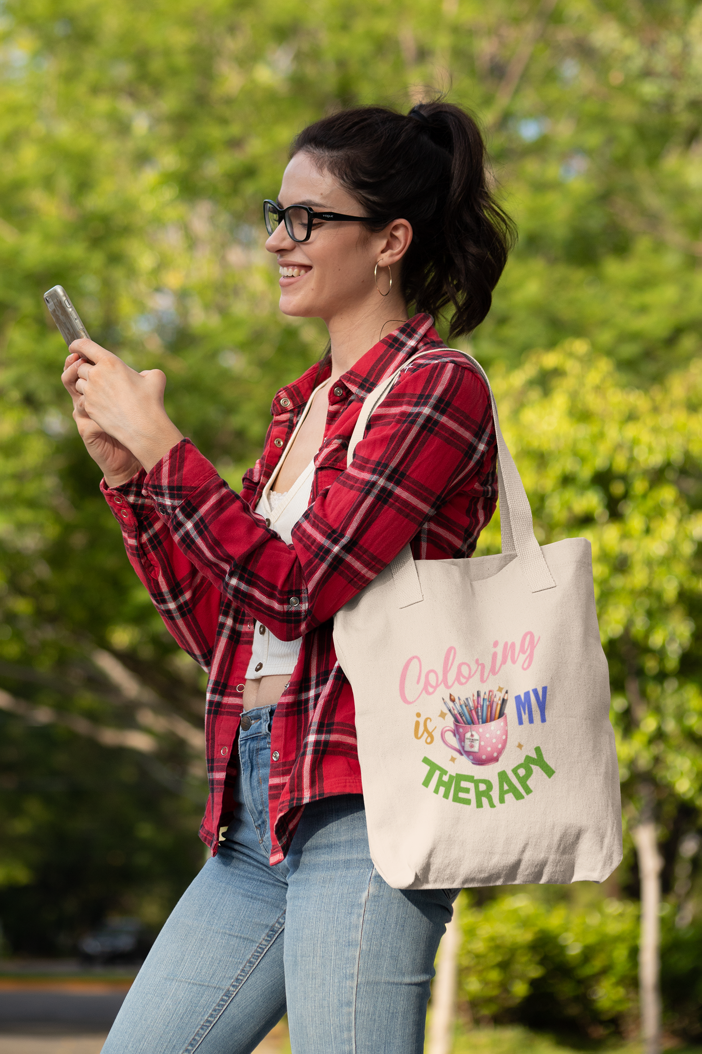 “Coloring Is My Therapy” Cotton Canvas Tote Bag