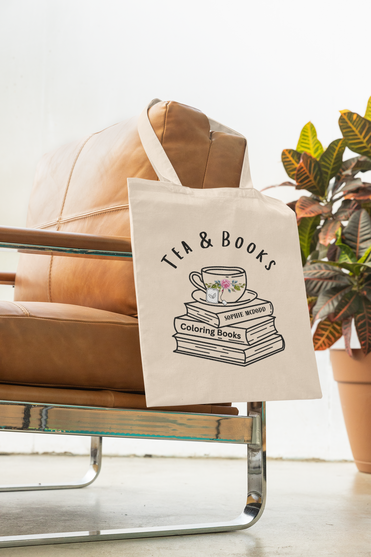 “Tea & Books” Canvas Tote Bag