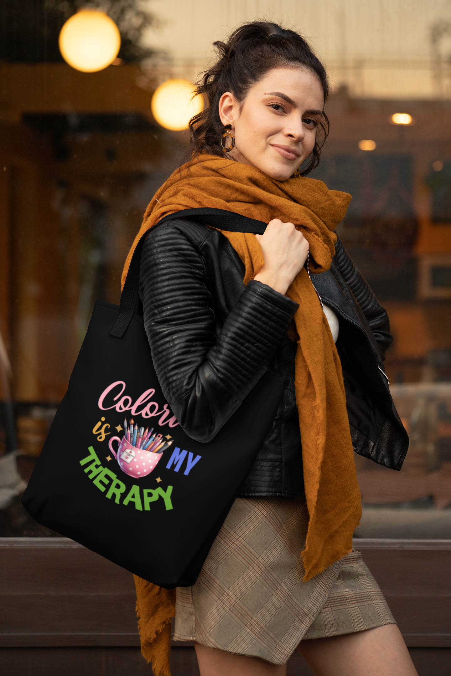 “Coloring Is My Therapy” Cotton Canvas Tote Bag