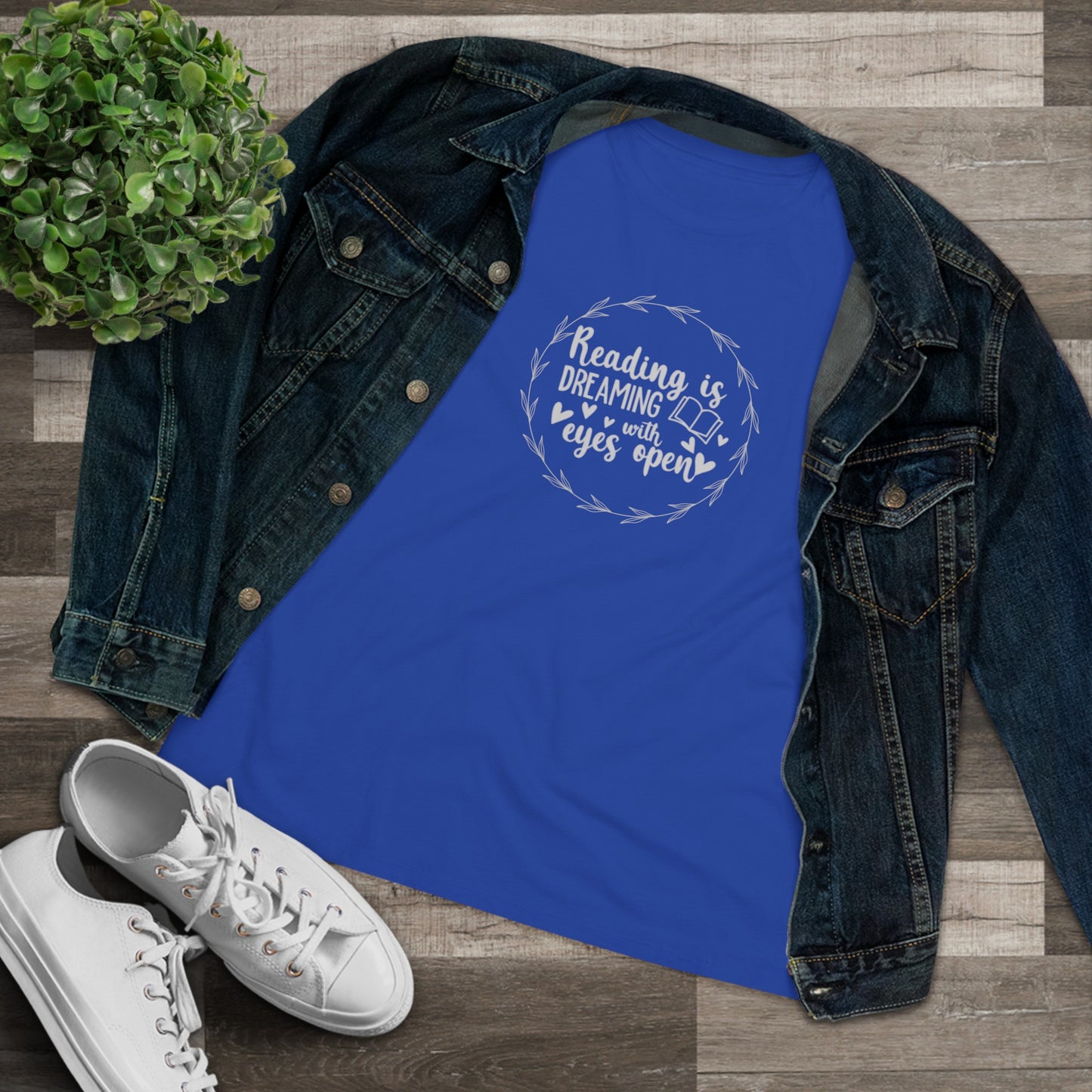 "Dream Big: Reading is Dreaming With Eyes Open" Women's short sleeve Cotton T Shirt