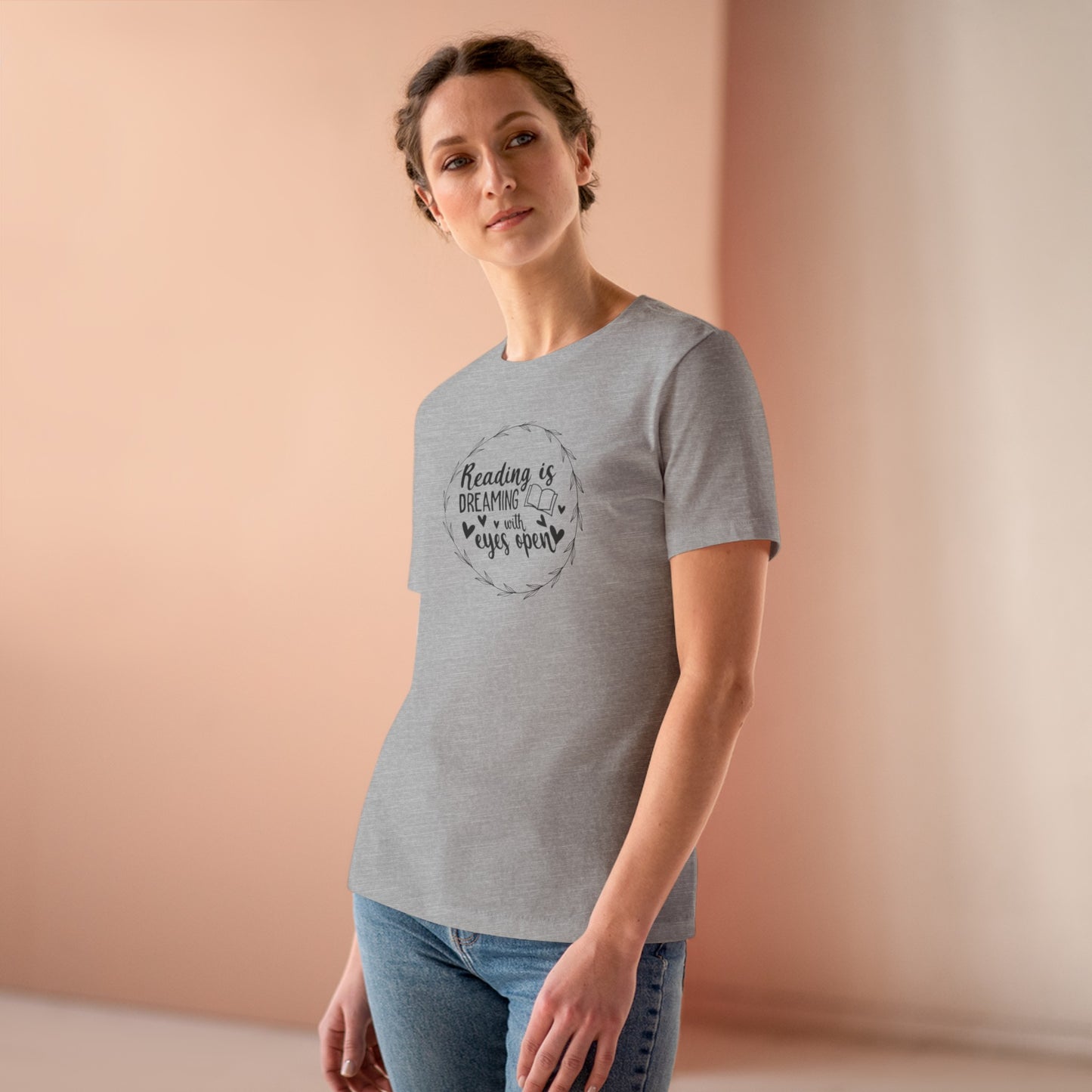 "Dream Big: Reading is Dreaming With Eyes Open" Women's short sleeve Cotton T Shirt