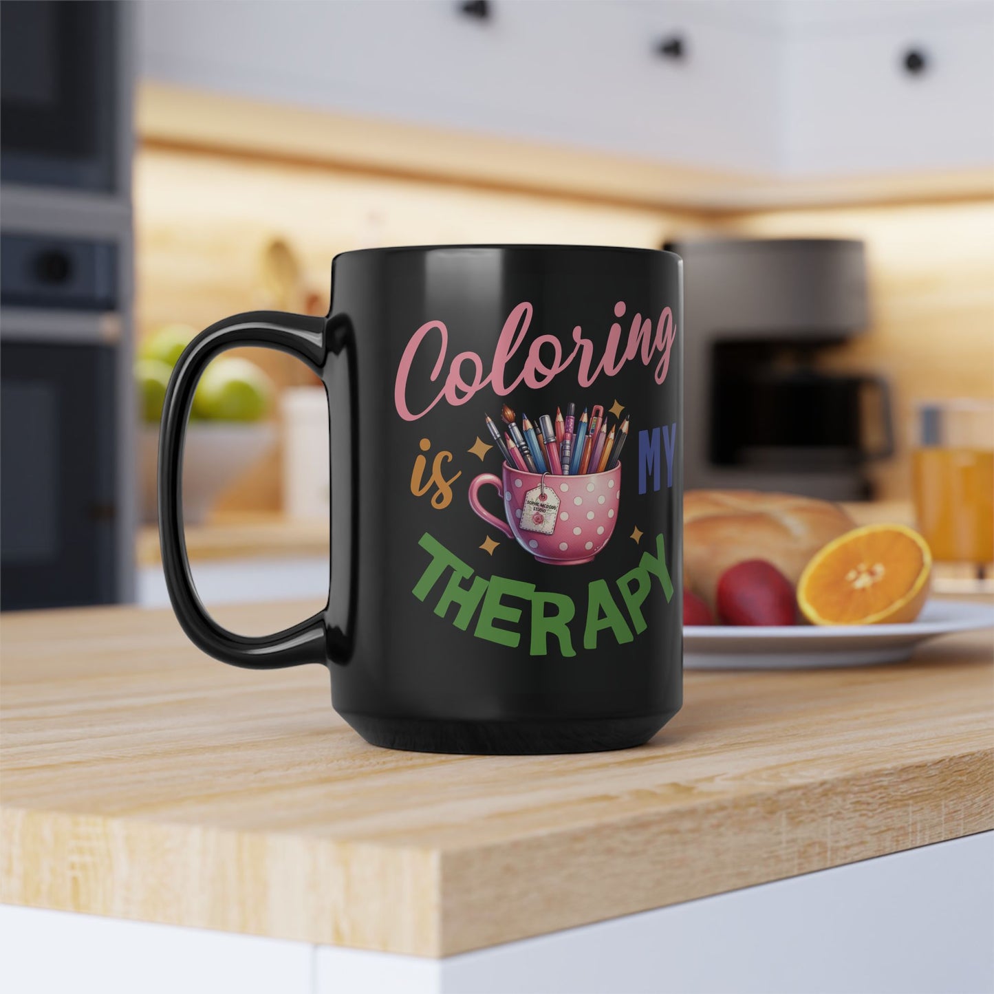 Black Mug "Coloring is MY Therapy" (11oz, 15oz)