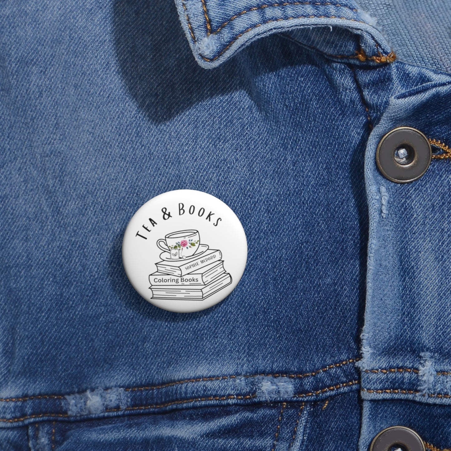 Tea & Books custom Pin Buttons