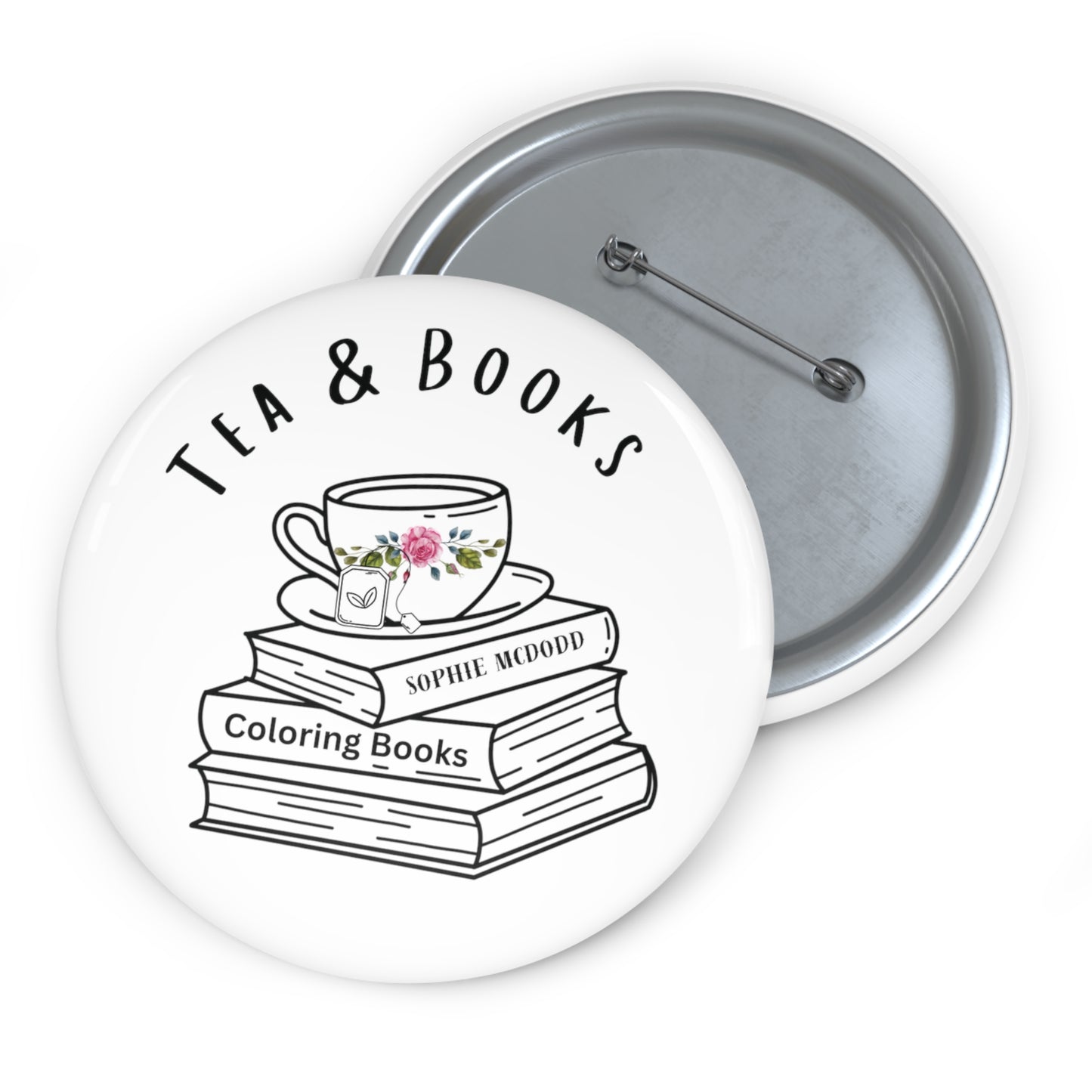 Tea & Books custom Pin Buttons