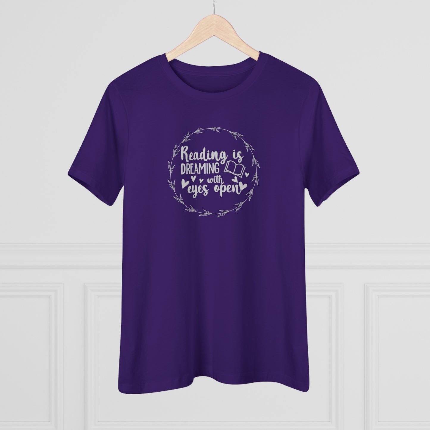 "Dream Big: Reading is Dreaming With Eyes Open" Women's short sleeve Cotton T Shirt