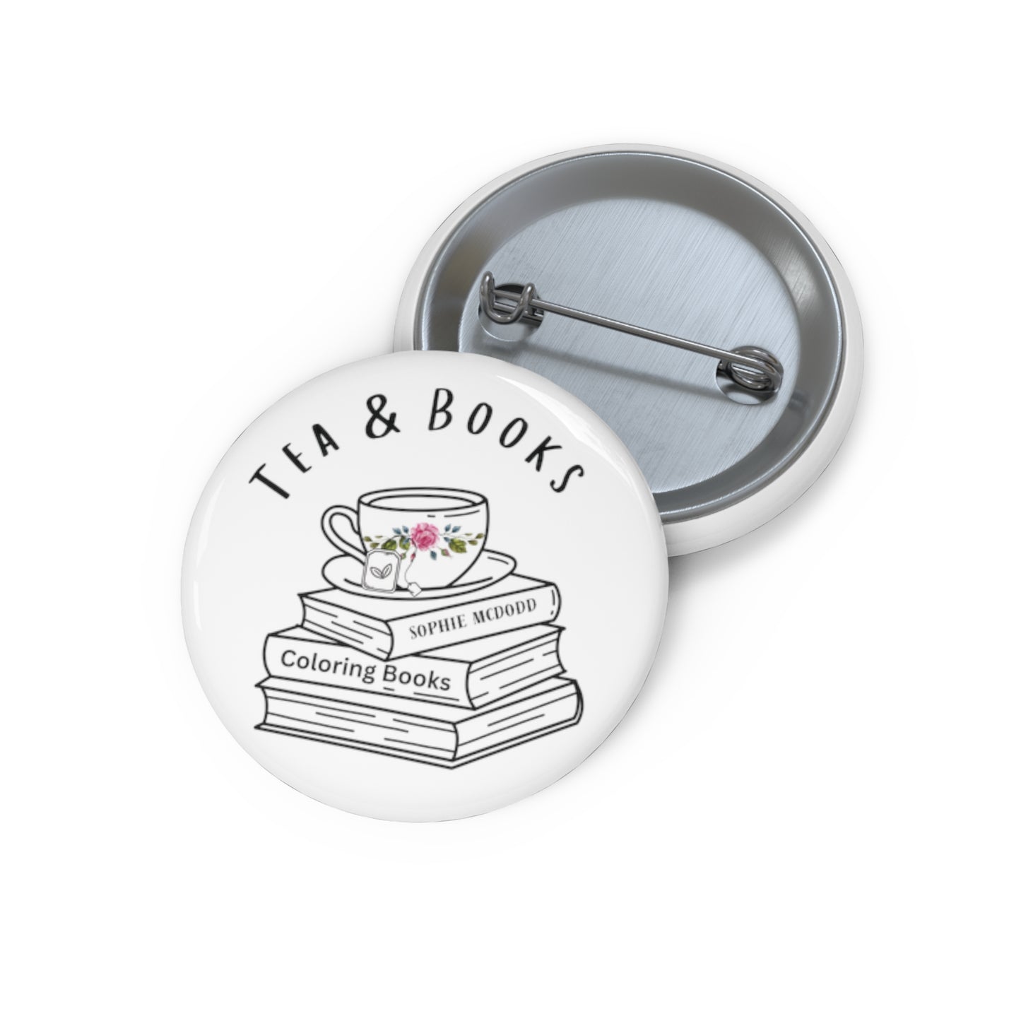 Tea & Books custom Pin Buttons