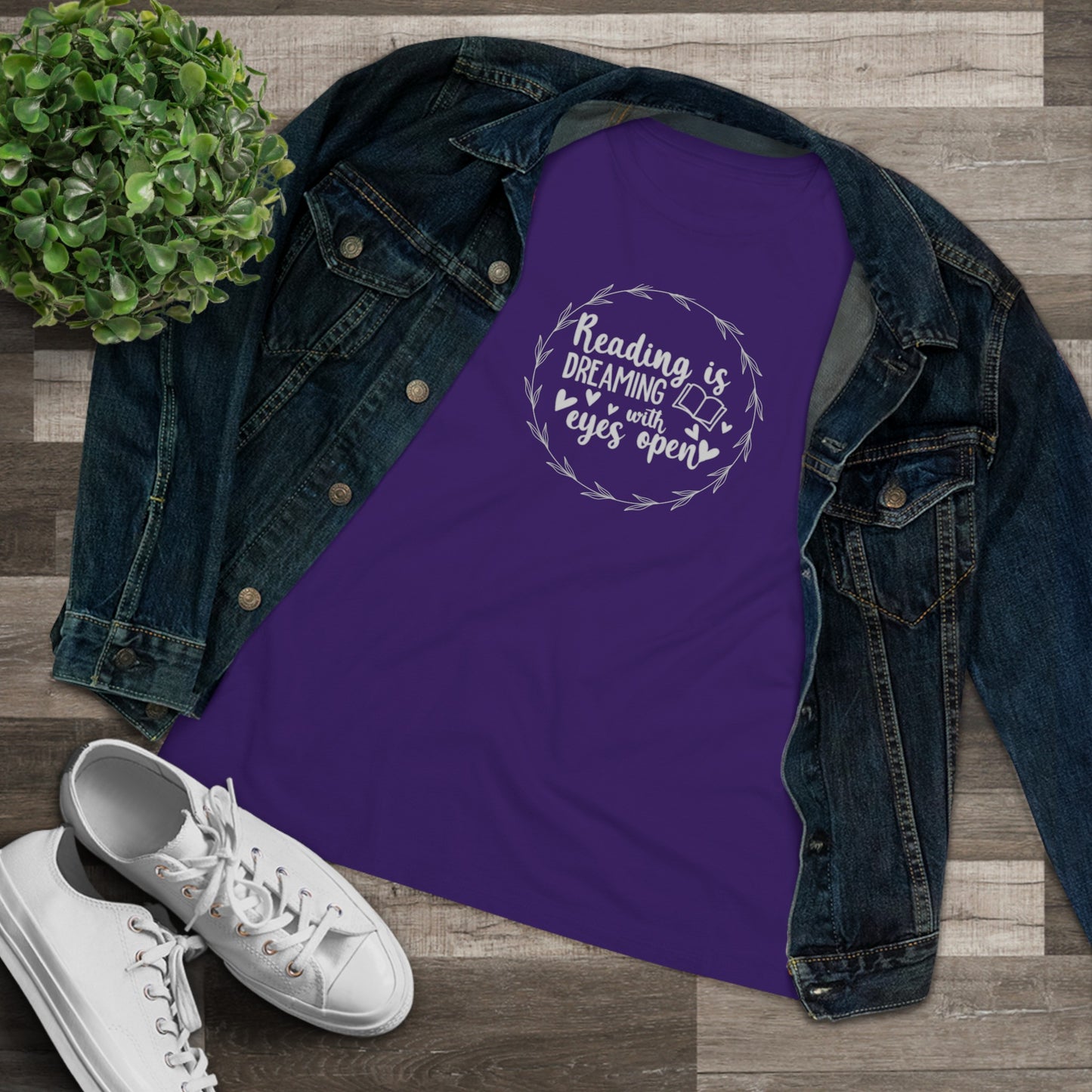 "Dream Big: Reading is Dreaming With Eyes Open" Women's short sleeve Cotton T Shirt