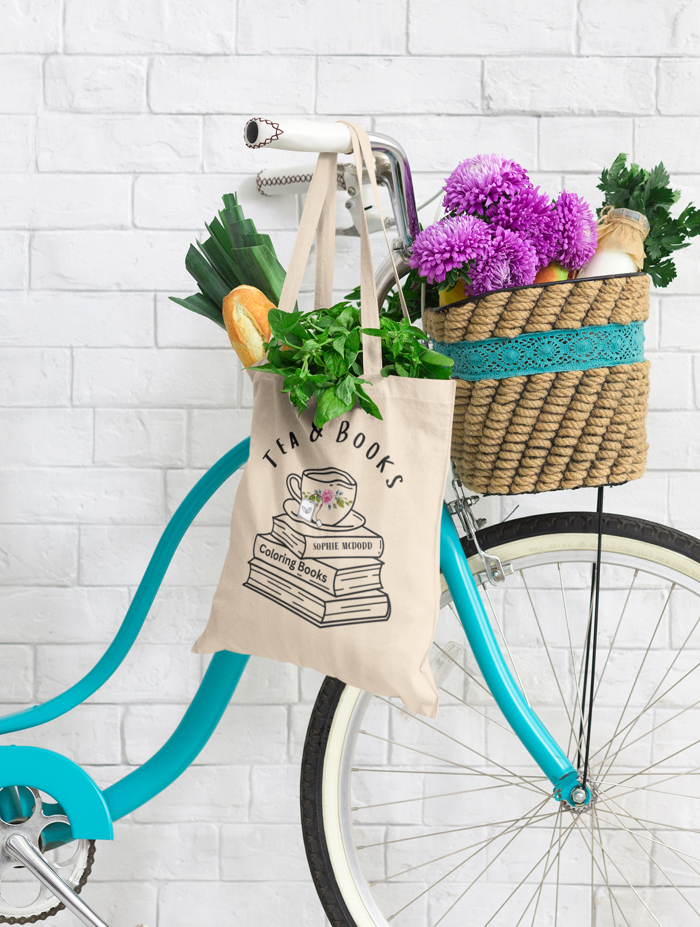 Tea & Books Canvas Tote Bag