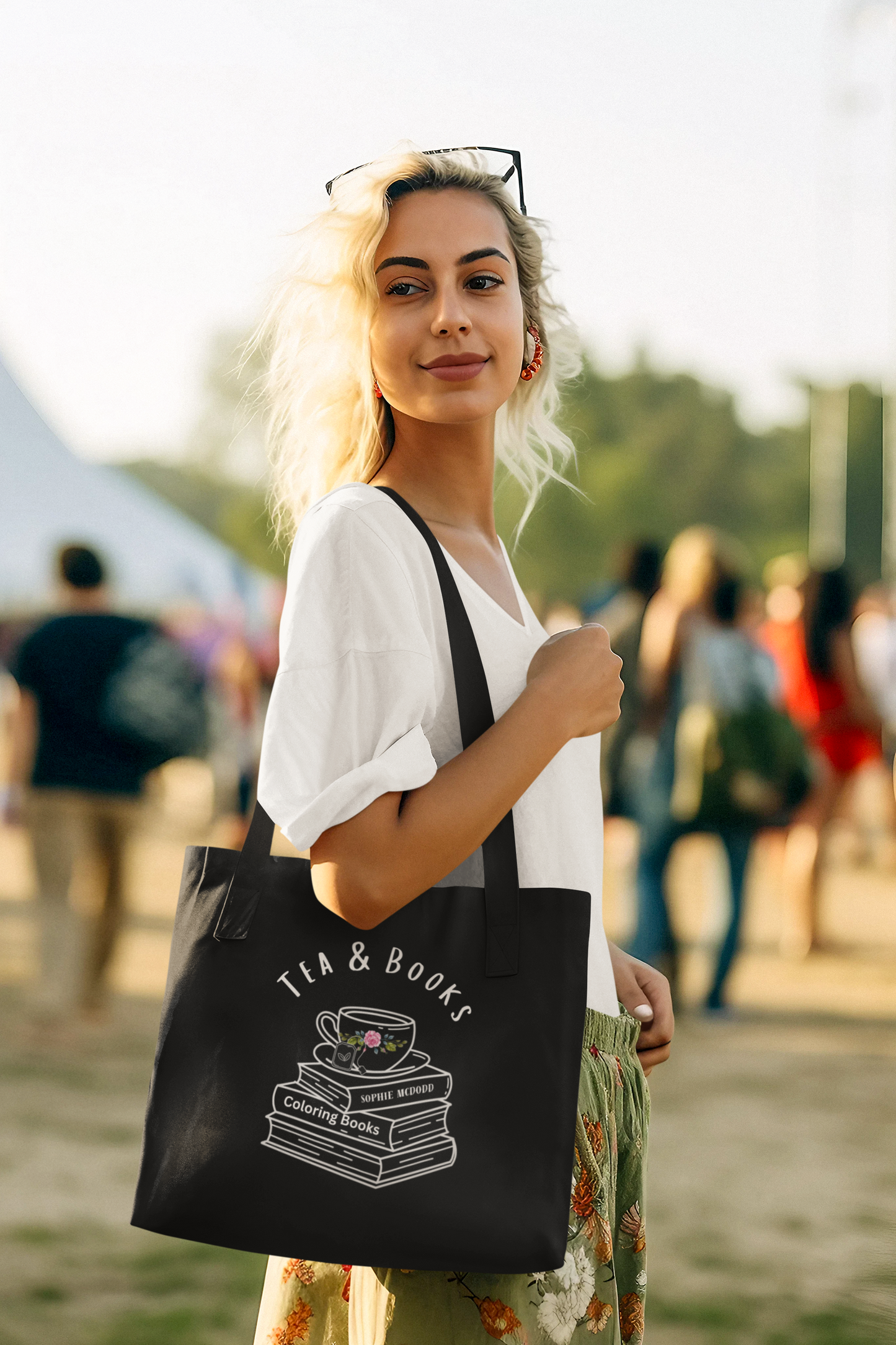 Tea & Books Canvas Tote Bag