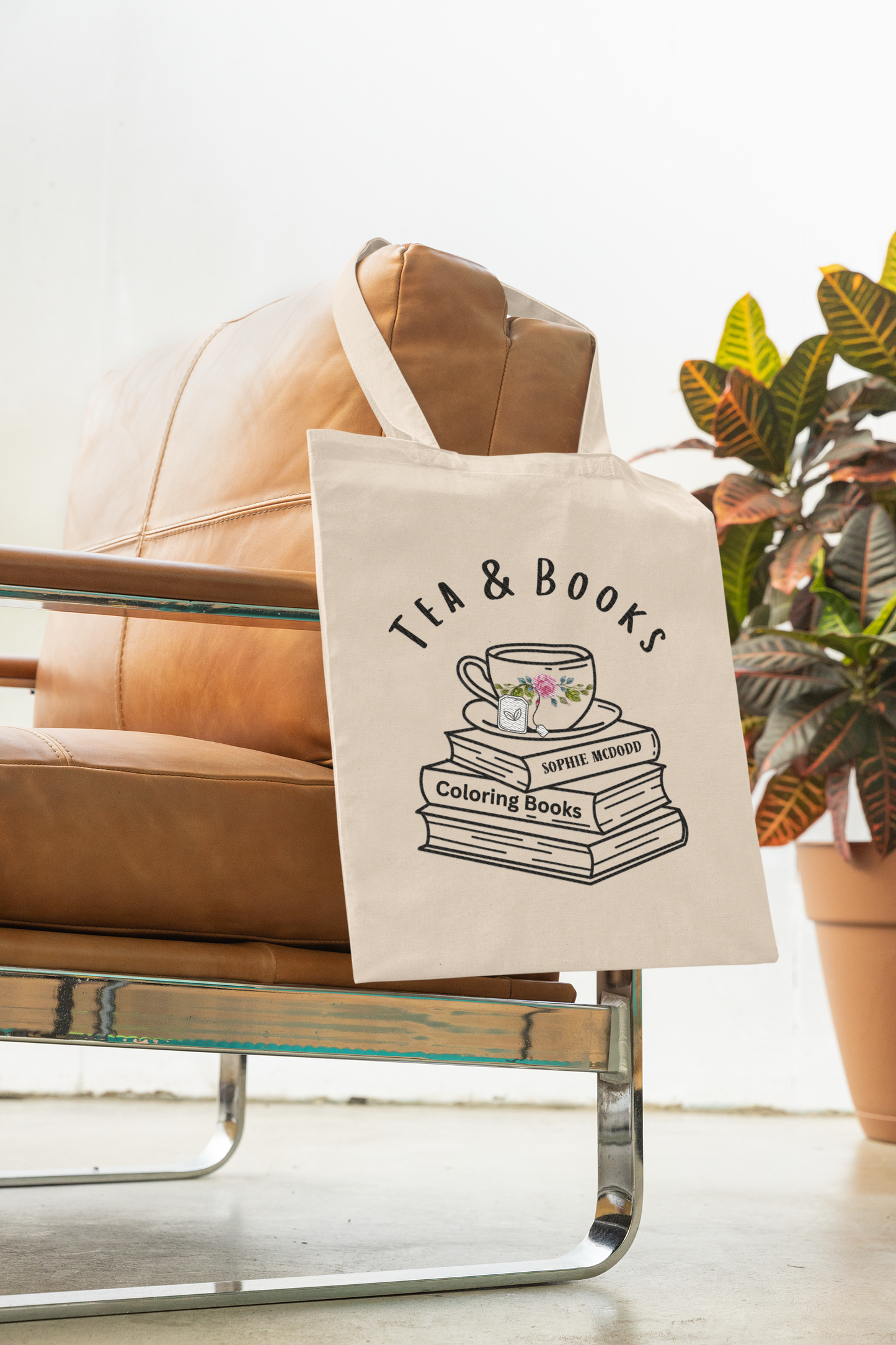 Tea & Books Canvas Tote Bag