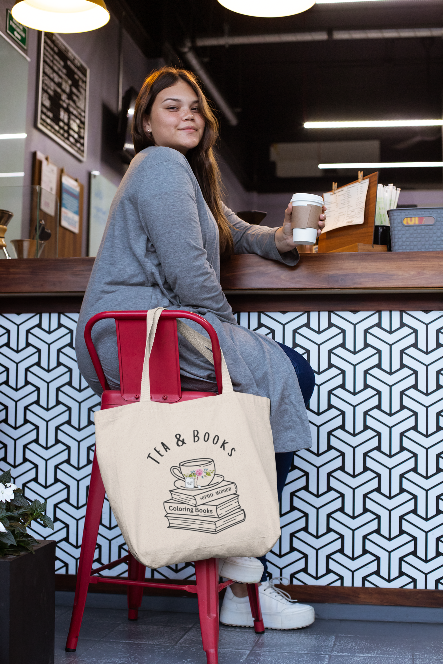 Tea & Books Canvas Tote Bag